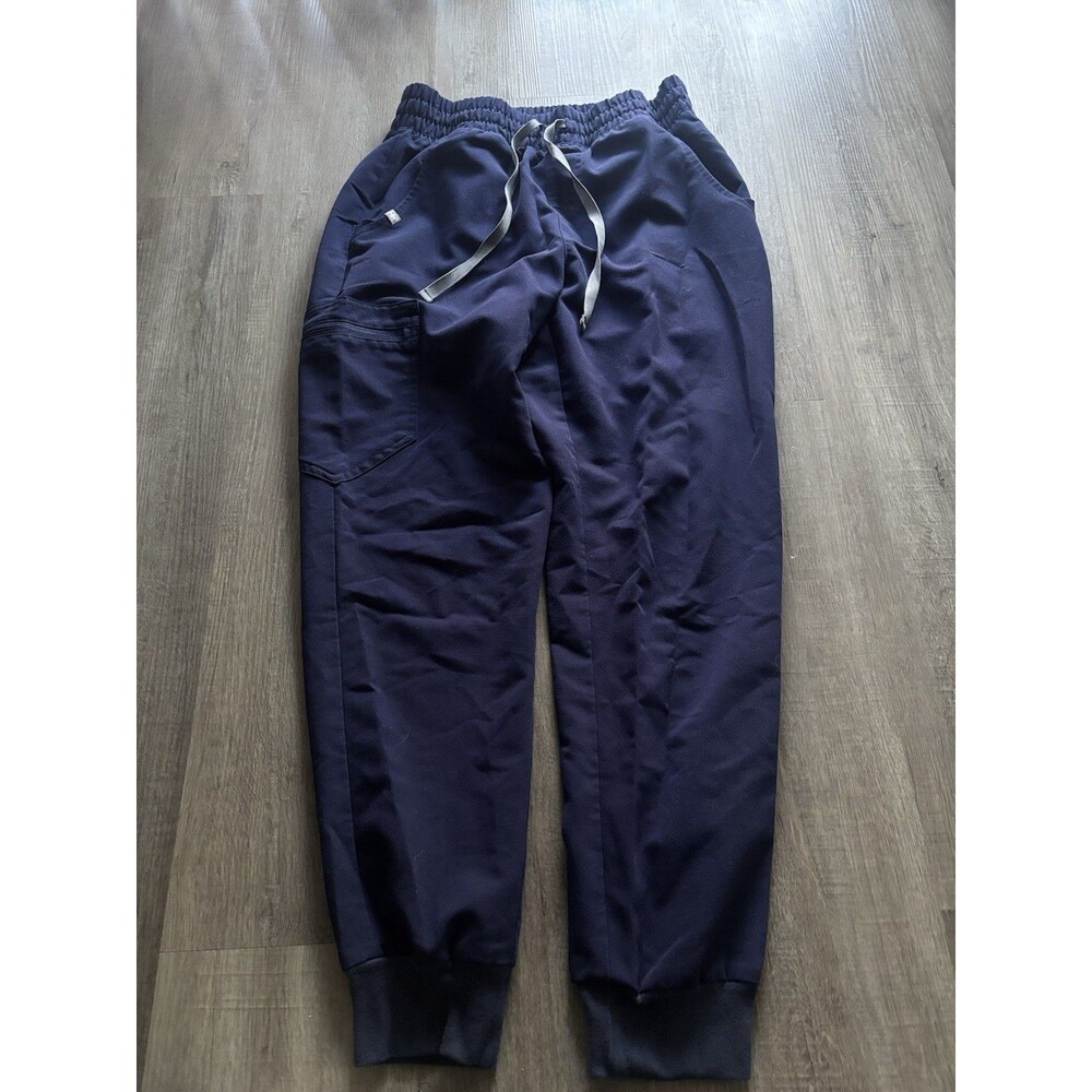 Figs Scrub Pants Womens Small Blue Zamora Joggers Zip Cargo High Rise Nurse Vet